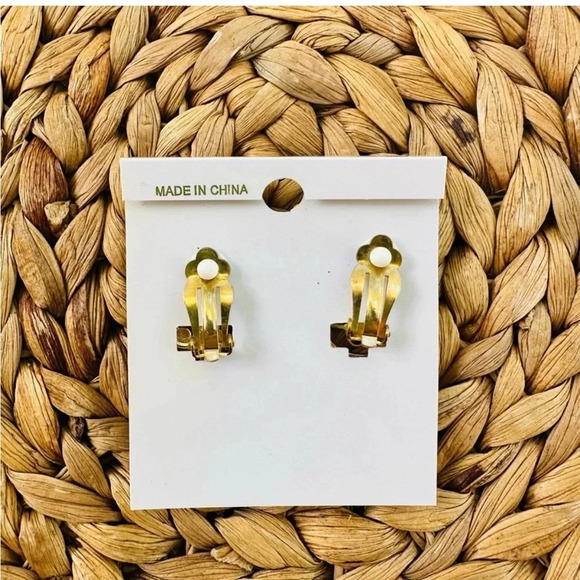 Vintage Christmas Santa  Face 
Rhinestones Gold Tone Fringe
Beard CLIP EARRINGS - Picture 2 of 2